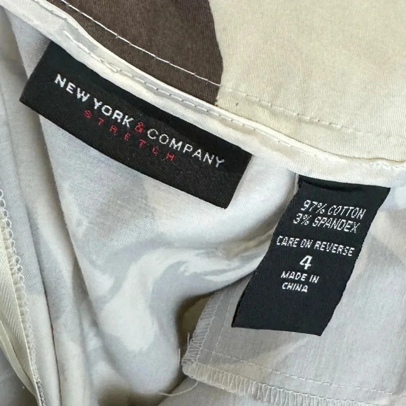 New York & Company Brown & White Floral Knee Length Pencil Skirt 4 - Picture 4 of 4